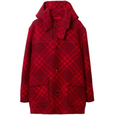 Burberry - Rote Parkajacke aus karierter Wolle Rot XL Burberry - Rote Parkajacke aus karierter Wolle Rot XL