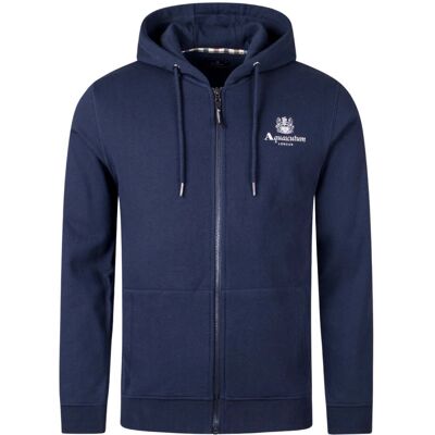 Aquascutum Active - Marineblauer Hoodie mit kleinem Logo und durchgehendem Reißverschluss Marine 2XL Aquascutum Active - Marineblauer Hoodie mit kleinem Logo und durchgehendem Reißverschluss Marine 2XL