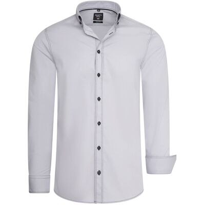 Rusty Neal Langarm Slim Fit Hemd mit Kontrast-Naht Grau L Rusty Neal Langarm Slim Fit Hemd mit Kontrast-Naht Grau L