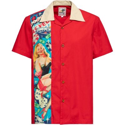 King Kerosin Herren Panel Hemd Pin-Up Las Vegas rot Rot S King Kerosin Herren Panel Hemd Pin-Up Las Vegas rot Rot S