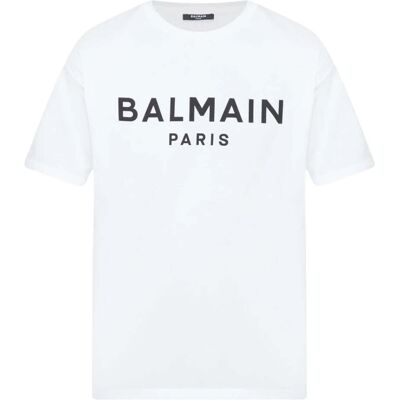 Balmain Paris - Weißes T-Shirt mit auffälligem Markenlogo Weiß M Balmain Paris - Weißes T-Shirt mit auffälligem Markenlogo Weiß M
