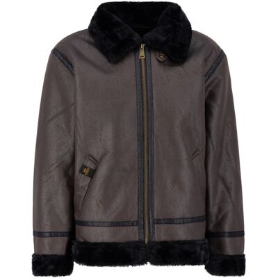 alpha industries B-3 Faux Leather Bomber Jacket Braun S alpha industries B-3 Faux Leather Bomber Jacket Braun S