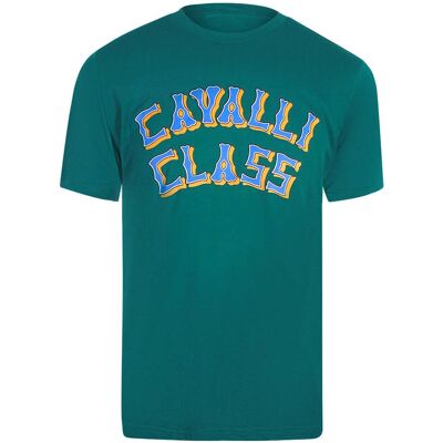 Grünes T-shirt Mit Mehrlagigem Logo Von Cavalli Class Grün M Grünes T-shirt Mit Mehrlagigem Logo Von Cavalli Class Grün M