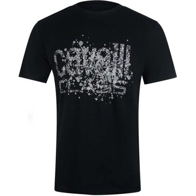 Cavalli Class - Schwarzes T-shirt Mit Gesprühtem Logo Schwarz L Cavalli Class - Schwarzes T-shirt Mit Gesprühtem Logo Schwarz L