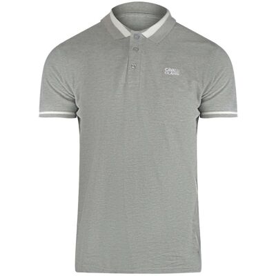 Cavalli Class - Graues Poloshirt Mit Auffälligem Streifenkragen Grau XL Cavalli Class - Graues Poloshirt Mit Auffälligem Streifenkragen Grau XL