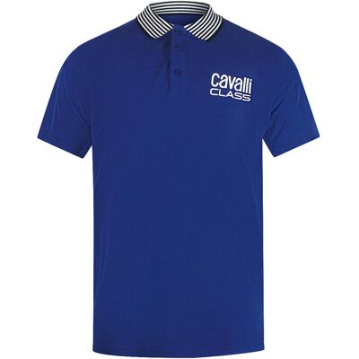 Cavalli Class - Poloshirt Mit Gestreiftem Kragen In Irisblau Blau M Cavalli Class - Poloshirt Mit Gestreiftem Kragen In Irisblau Blau M