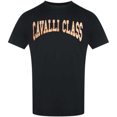 Schwarzes T-shirt Mit Cavalli Class Varsity-logo Schwarz L Schwarzes T-shirt Mit Cavalli Class Varsity-logo Schwarz L