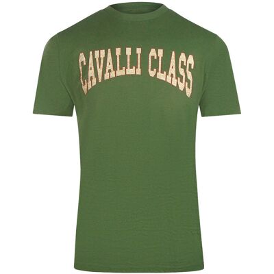 Cavalli Class Varsity Logo Militärgrünes T-shirt Grün L Cavalli Class Varsity Logo Militärgrünes T-shirt Grün L