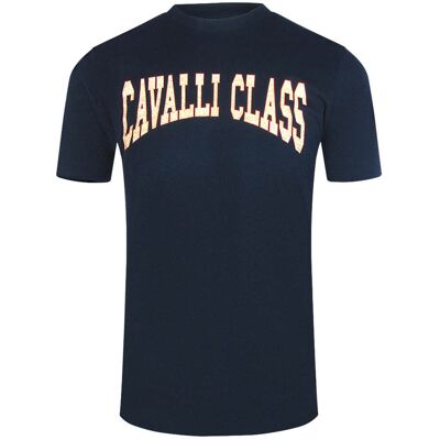 Cavalli Class Varsity Logo Marineblaues T-shirt Marine M Cavalli Class Varsity Logo Marineblaues T-shirt Marine M