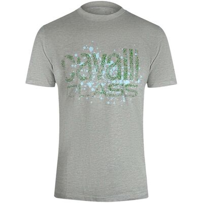 Cavalli Class - T-shirt „cracked Sprayed Logo" In Graumeliert Grau M Cavalli Class - T-shirt „cracked Sprayed Logo" In Graumeliert Grau M