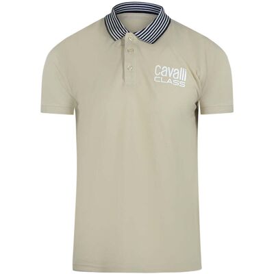 Cavalli Class - Beiges Poloshirt Mit Gestreiftem Kragen Beige XL Cavalli Class - Beiges Poloshirt Mit Gestreiftem Kragen Beige XL