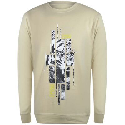 Cavalli Class - Beiges Sweatshirt Mit Zersplittertem Tiger-logo Beige M Cavalli Class - Beiges Sweatshirt Mit Zersplittertem Tiger-logo Beige M