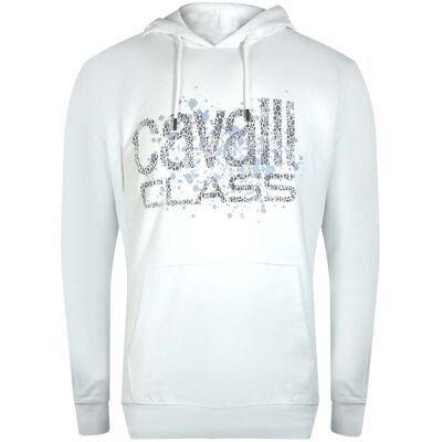 Cavalli Class - Kapuzenpullover Mit Gesprühtem Logo In Off-white Weiß L Cavalli Class - Kapuzenpullover Mit Gesprühtem Logo In Off-white Weiß L