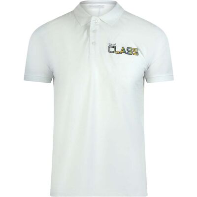 Cavalli Class - Poloshirt In Off-white Mit Leuchtendem Blumenlogo Weiß M Cavalli Class - Poloshirt In Off-white Mit Leuchtendem Blumenlogo Weiß M