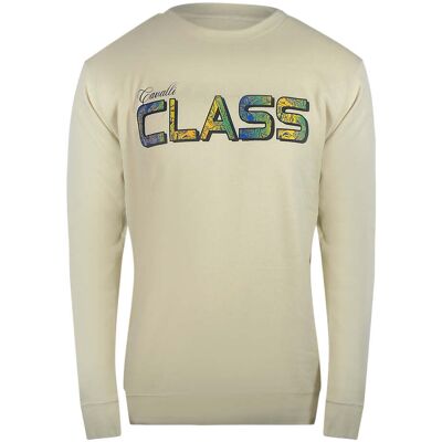 Cavalli Class - Beiges Sweatshirt Mit Leuchtendem Blumenlogo Beige M Cavalli Class - Beiges Sweatshirt Mit Leuchtendem Blumenlogo Beige M