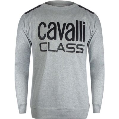 Cavalli Class - Graues Sweatshirt Mit Schulterverstärkung Grau M Cavalli Class - Graues Sweatshirt Mit Schulterverstärkung Grau M