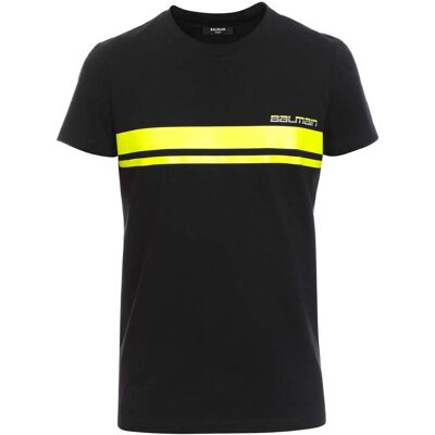 Balmain - Schwarzes T-shirt Mit Neonlogo Schwarz M Balmain - Schwarzes T-shirt Mit Neonlogo Schwarz M