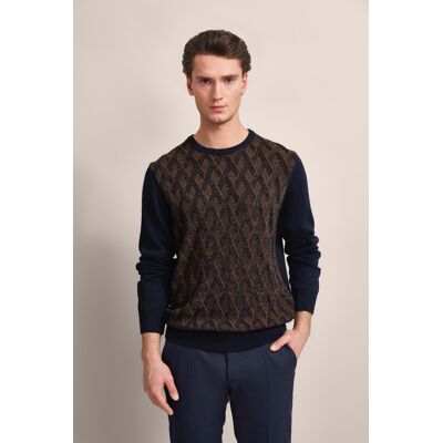 Bugatti Herren Pullover mit 2-farbigem Rautenmuster Braun XL Bugatti Herren Pullover mit 2-farbigem Rautenmuster Braun XL
