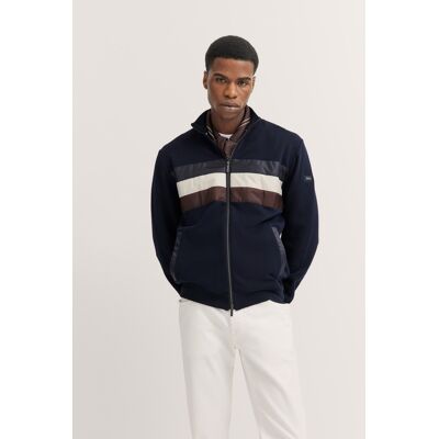 Bugatti Herren Sweatjacke mit Reißverschluss und Stehkragen Marine S Bugatti Herren Sweatjacke mit Reißverschluss und Stehkragen Marine S