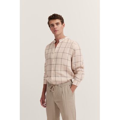 Bugatti Herren Leinenhemd mit Karo-Muster Beige L Bugatti Herren Leinenhemd mit Karo-Muster Beige L