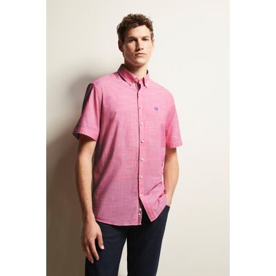 Bugatti Herren Kurzarmhemd mit Button-Down-Kragen Rosa L Bugatti Herren Kurzarmhemd mit Button-Down-Kragen Rosa L