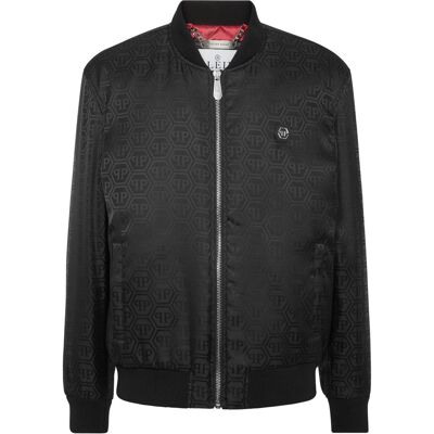 Philipp Plein Nylon Bomber Jacquard Monogram Schwarz M Philipp Plein Nylon Bomber Jacquard Monogram Schwarz M