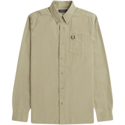 Fred Perry - Langärmliges Oxford-hemd In Warmem Grau Beige S Fred Perry - Langärmliges Oxford-hemd In Warmem Grau Beige S