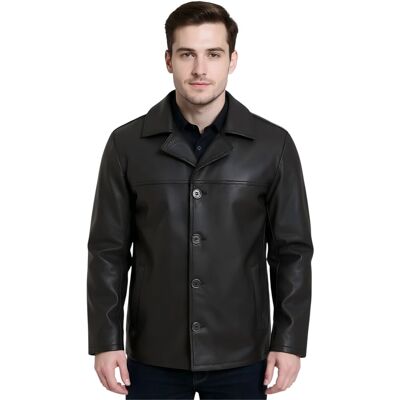 Infinity Leather Schwarze Herren-Blazerjacke aus italienischem Leder mit 4 Knöpfen – Gladstone Schwarz L Infinity Leather Schwarze Herren-Blazerjacke aus italienischem Leder mit 4 Knöpfen – Gladstone Schwarz L