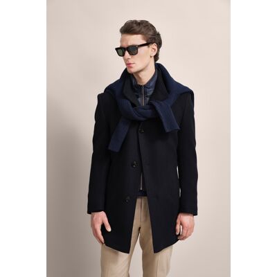 Bugatti Herren Wollmantel mit Westenfake Marine EU 54 Bugatti Herren Wollmantel mit Westenfake Marine EU 54