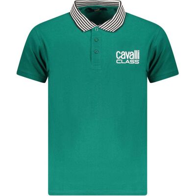 Cavalli Class Grünes Baumwoll-Herren Poloshirt Blaugrün M Cavalli Class Grünes Baumwoll-Herren Poloshirt Blaugrün M