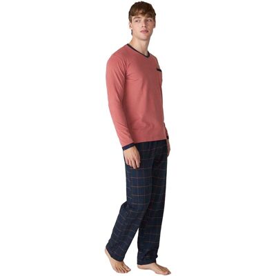 J&J Brothers JJB18 Herren Schlafanzug mit langen Ärmeln aus Baumwolle Blau XL J&J Brothers JJB18 Herren Schlafanzug mit langen Ärmeln aus Baumwolle Blau XL