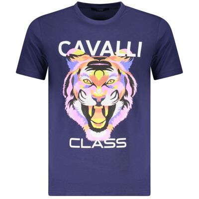 Cavalli Class Tiger Grafik T-Shirt Lila L Cavalli Class Tiger Grafik T-Shirt Lila L