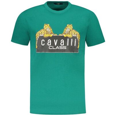 Cavalli Class Leopardenmuster T-Shirt mit kurzen Ärmeln Blaugrün XL Cavalli Class Leopardenmuster T-Shirt mit kurzen Ärmeln Blaugrün XL