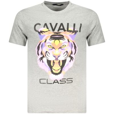 Cavalli Class Tiger Grafik-T-Shirt Hellgrau M Cavalli Class Tiger Grafik-T-Shirt Hellgrau M