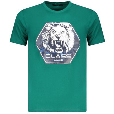 Cavalli Class Löwenkopf Grafik T-Shirt Blaugrün XL Cavalli Class Löwenkopf Grafik T-Shirt Blaugrün XL
