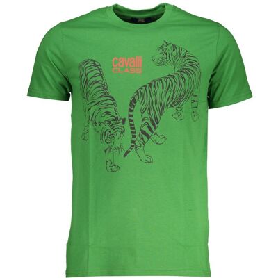 Cavalli Class Tiger Grafik T-Shirt mit kurzen Ärmeln und Rundhalsausschnitt Grün 2XL Cavalli Class Tiger Grafik T-Shirt mit kurzen Ärmeln und Rundhalsausschnitt Grün 2XL