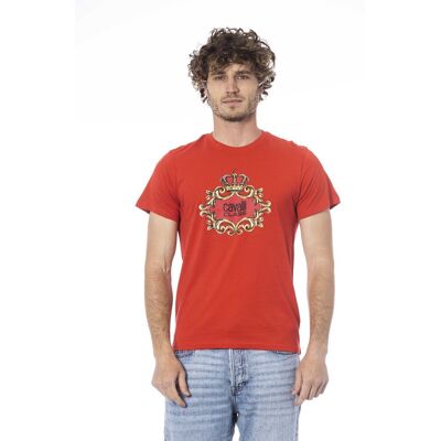 Cavalli Class Rotes Krone Wappen T-Shirt Rot L Cavalli Class Rotes Krone Wappen T-Shirt Rot L