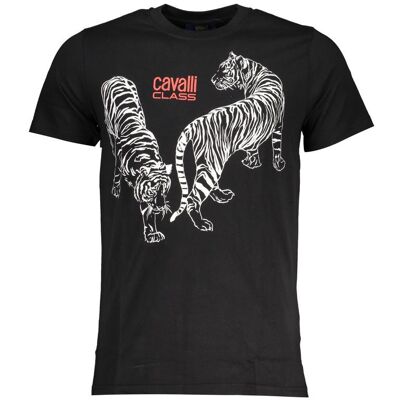 Cavalli Class Tiger Grafik T-Shirt mit kurzem Ärmel und Rundhalsausschnitt Schwarz XL Cavalli Class Tiger Grafik T-Shirt mit kurzem Ärmel und Rundhalsausschnitt Schwarz XL