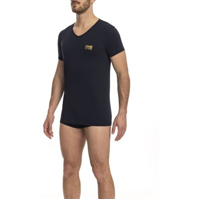 Cavalli Class V-Ausschnitt T-Shirt Unterwäsche Slim Fit Dunkelblau M Cavalli Class V-Ausschnitt T-Shirt Unterwäsche Slim Fit Dunkelblau M