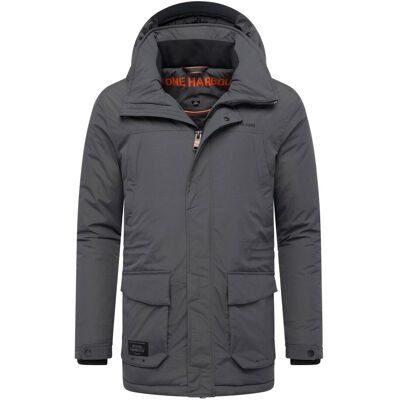 Stone Harbour Herren Parka Wadiim mit Kapuze & Zwei-Wege-Reißverschluss Grau L Stone Harbour Herren Parka Wadiim mit Kapuze & Zwei-Wege-Reißverschluss Grau L