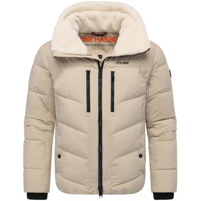 Stone Harbour Herren Steppjacke Ansello mit Teddyfleece-Kragen & Fleecefutter Beige S Stone Harbour Herren Steppjacke Ansello mit Teddyfleece-Kragen & Fleecefutter Beige S
