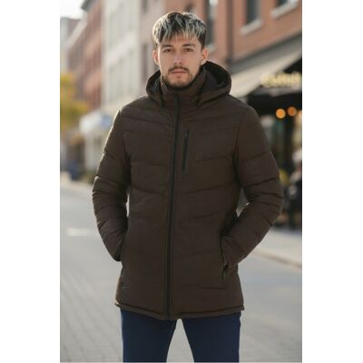 Infinity Leather Herren Braune Steppjacke aus Leder Trekking mit Kapuze Puffer Wintermantel - Summit Braun XL Infinity Leather Herren Braune Steppjacke aus Leder Trekking mit Kapuze Puffer Wintermantel - Summit Braun XL