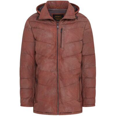 Infinity Leather Herren-Steppjacke aus hellbraunem Leder mit Kapuze, Puffer-Wintermantel – Olyic Bräunen 2XL Infinity Leather Herren-Steppjacke aus hellbraunem Leder mit Kapuze, Puffer-Wintermantel – Olyic Bräunen 2XL