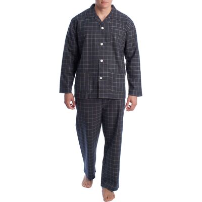 Kisses&Love Herren Schlafanzug aus Baumwolle mit langärmeligem Hemd KLP7 Schwarz M Kisses&Love Herren Schlafanzug aus Baumwolle mit langärmeligem Hemd KLP7 Schwarz M