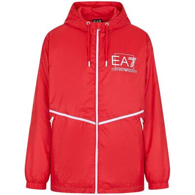 Rote Kapuzenjacke „ea7" Mit Auffälligem Logo Rot M Rote Kapuzenjacke „ea7" Mit Auffälligem Logo Rot M