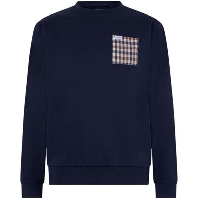 Aquascutum Active Macro Iconic Pocket Crewneck Marineblaues Sweatshirt Marine L Aquascutum Active Macro Iconic Pocket Crewneck Marineblaues Sweatshirt Marine L
