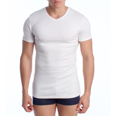 Abanderado Kurzarm-Baumwoll-Thermo-T-Shirt für Männer A0255 Weiß M Abanderado Kurzarm-Baumwoll-Thermo-T-Shirt für Männer A0255 Weiß M