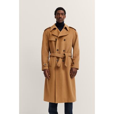 Bugatti Herren Trenchcoat zweireihig mit Gürtel, Woll-Kaschmir-Mix Braun EU 52 Bugatti Herren Trenchcoat zweireihig mit Gürtel, Woll-Kaschmir-Mix Braun EU 52