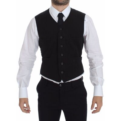 Dolce & Gabbana Schwarzes Baumwollweste im klassischen Stil Schwarz EU48 Dolce & Gabbana Schwarzes Baumwollweste im klassischen Stil Schwarz EU48