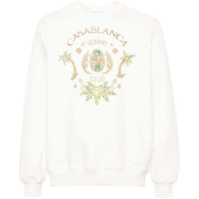 Casablanca Joyaux D' Afrique Tennis Club Bedrucktes Weißes Sweatshirt Weiß S Casablanca Joyaux D' Afrique Tennis Club Bedrucktes Weißes Sweatshirt Weiß S